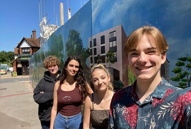 Local art students erect botanical-themed mural